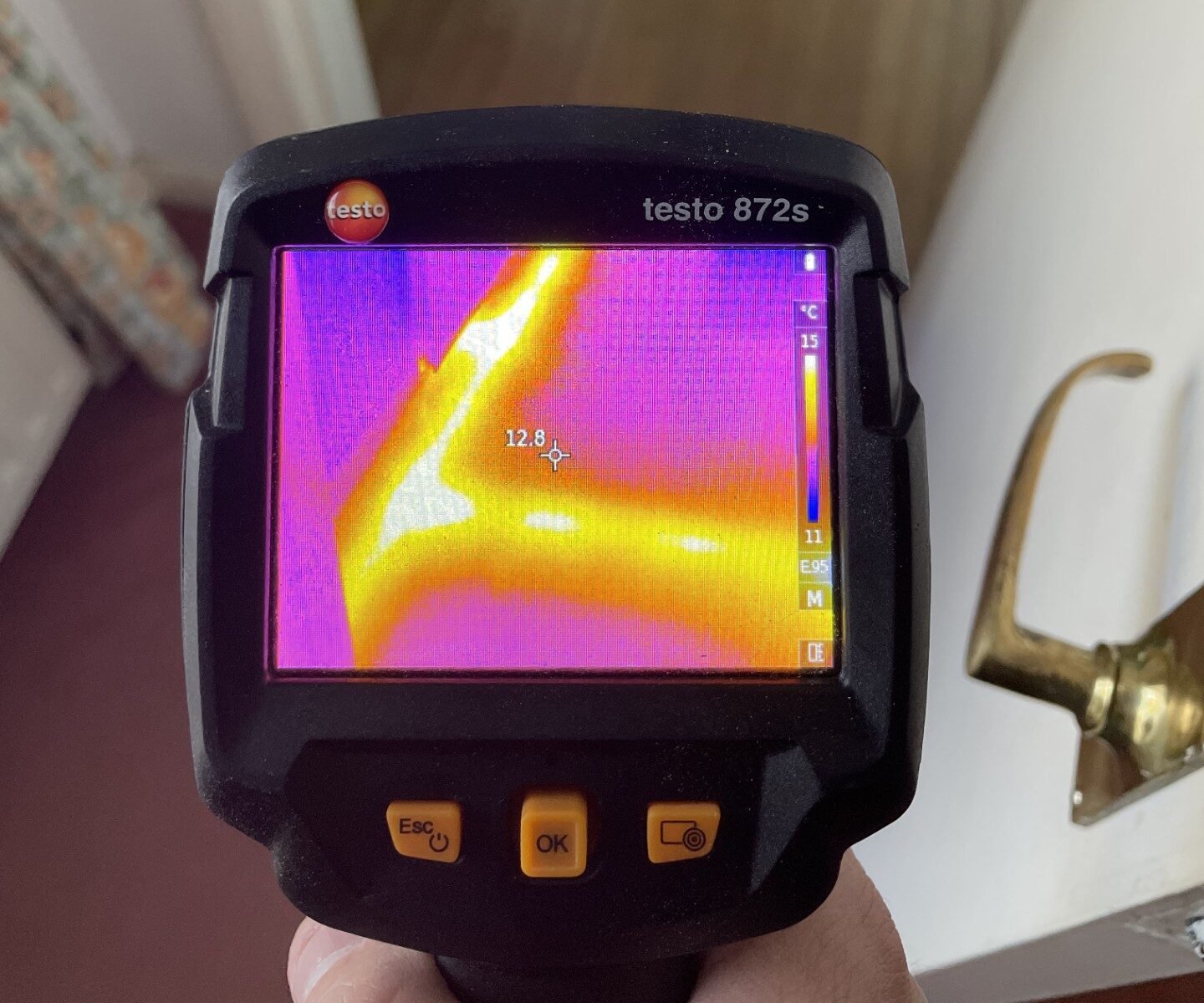 Specialist equipment detecting water leak under floorboards